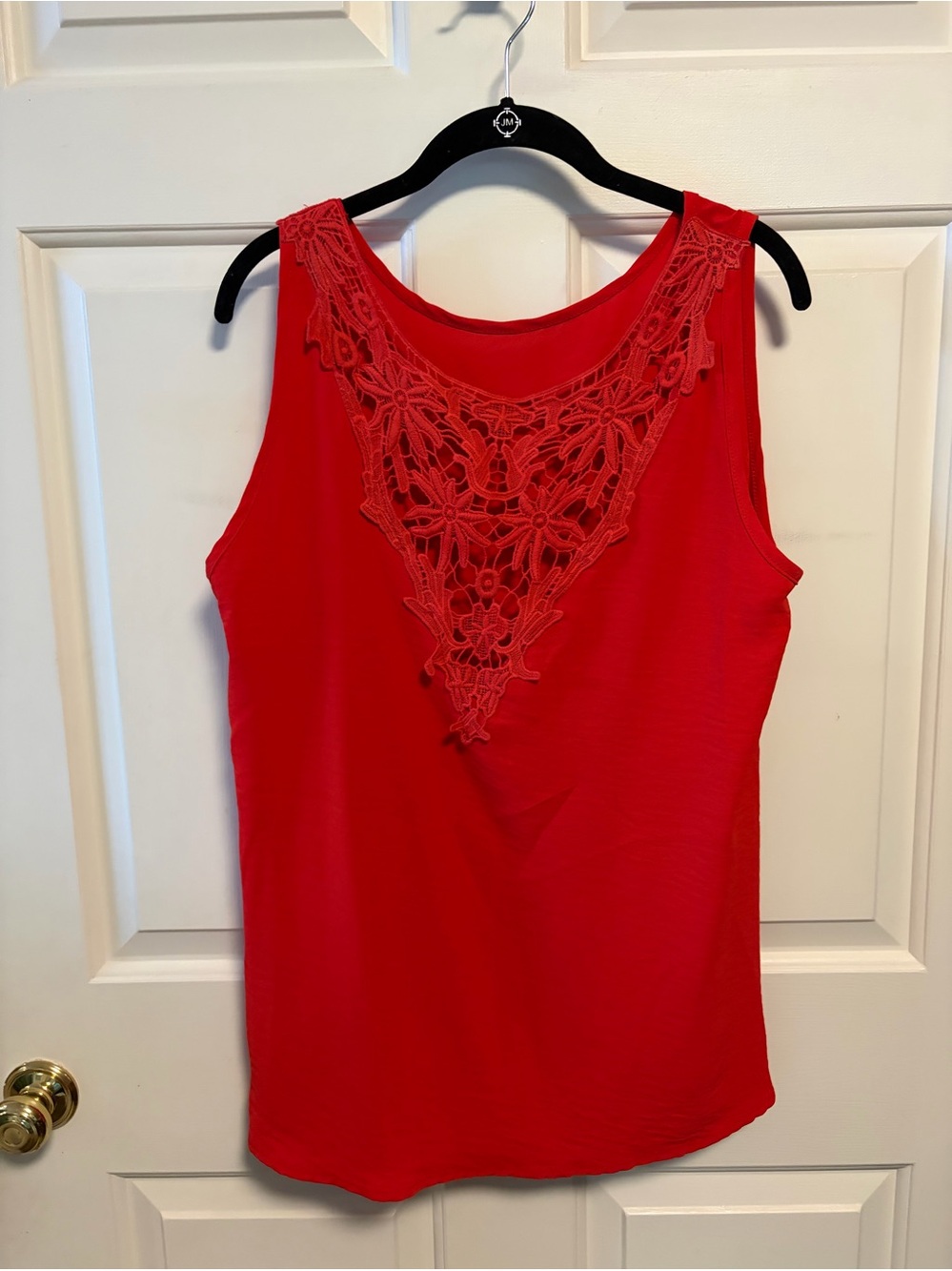 Vine & Love Red Sleeveless Tank with Crochet V-Neck